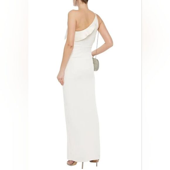 NWT Halston Heritage Leda One Shoulder Draped Satin Crepe Gown - Picture 12 of 16